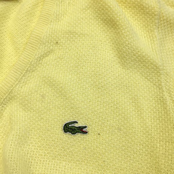 Vintage LACOSTE IZOD Yellow Soft Orlon Acrylic Textured Knit Pullover Sweater - Picture 5 of 12